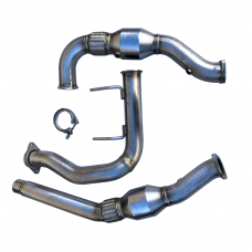 SPD 2017 - 2020 Ford F150 Raptor 3.5L 304SS Catted Downpipes, with built-in Turbo Adapters