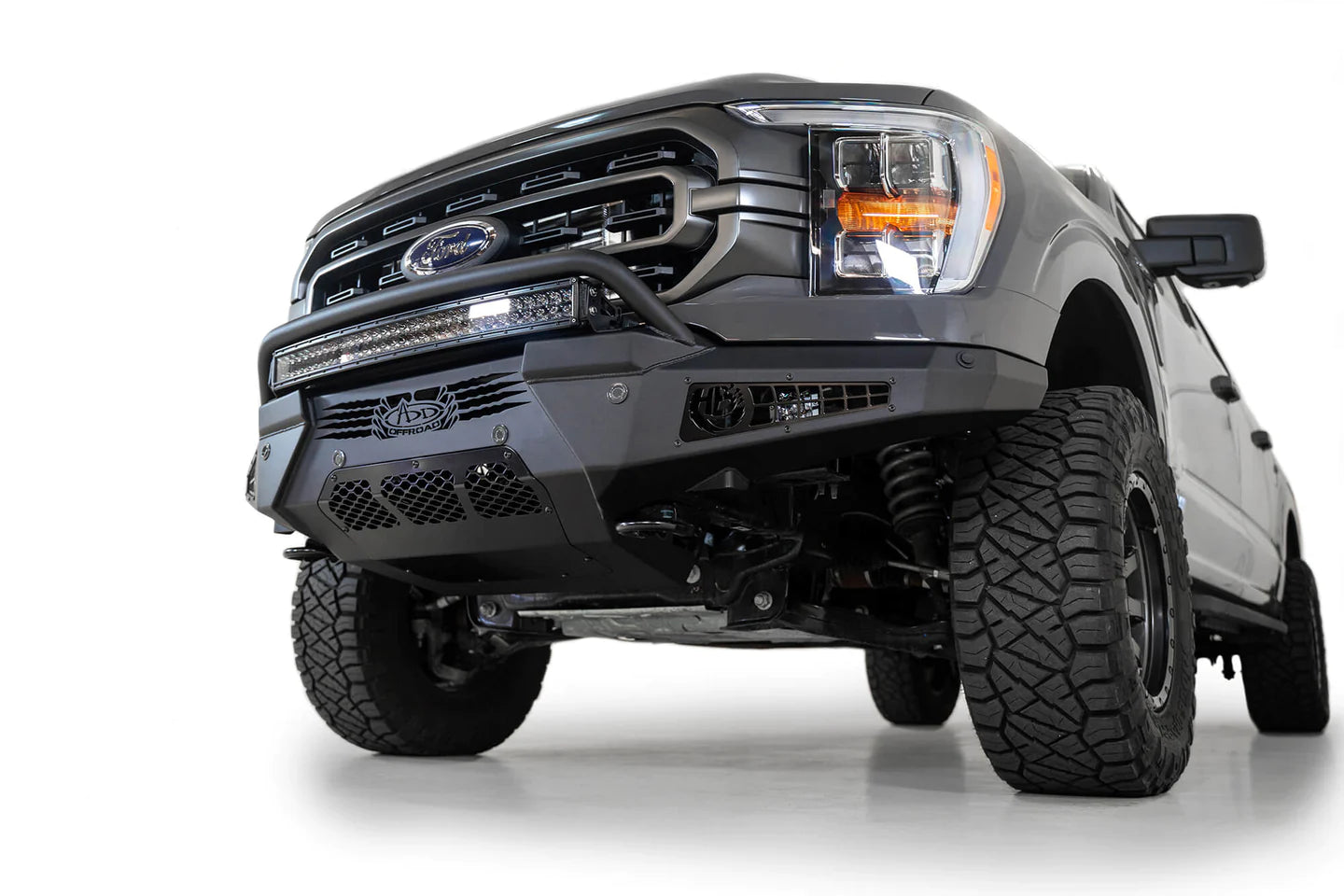 ADD 2021-2023 FORD F-150 HONEYBADGER FRONT BUMPER W/ TOP HOOP
