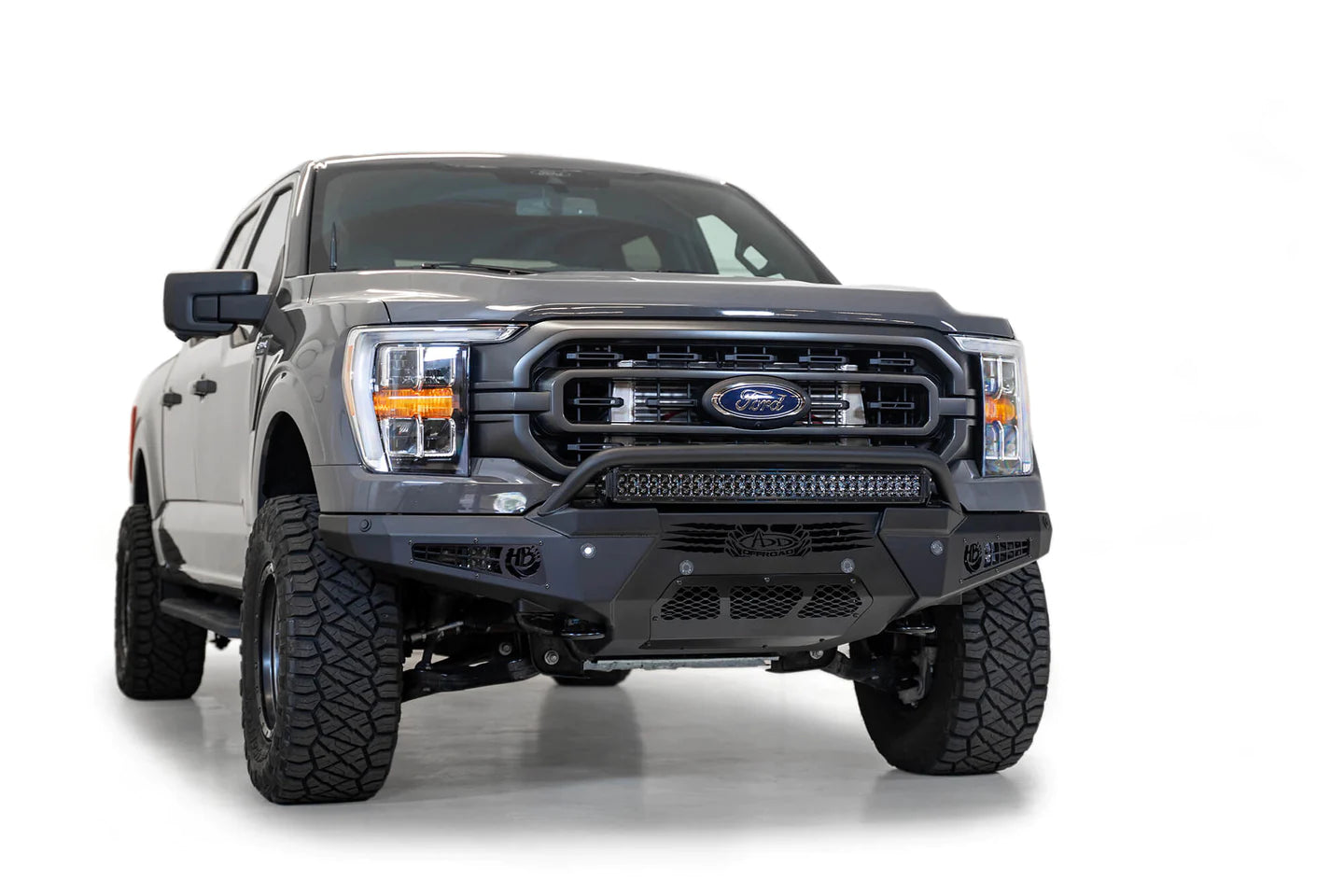 ADD 2021-2023 FORD F-150 HONEYBADGER FRONT BUMPER W/ TOP HOOP