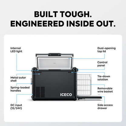 ICECO VL45Plus Single Zone 44QT 3 Way Access Portable Freezer Black