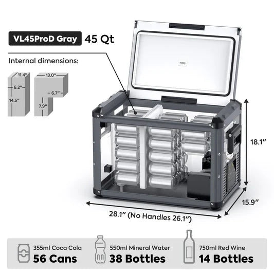 ICECO VL45 Pro Dual Zone 45QT Portable Cooler Grey
