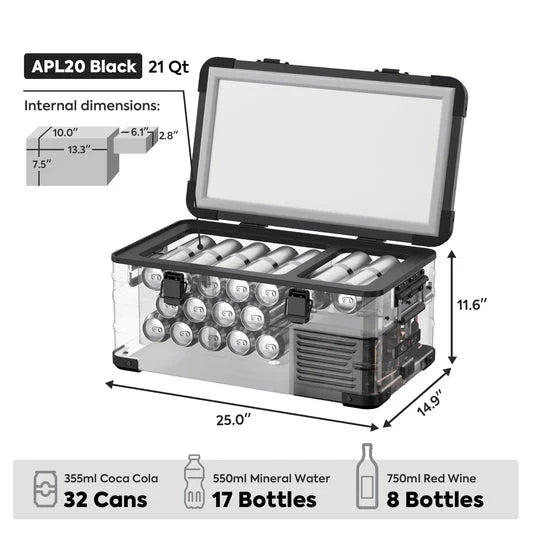 ICECO APL20 Aluminum Single Zone 21QT Portable Cooler Black