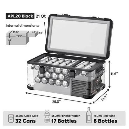 ICECO APL20 Aluminum Single Zone 21QT Portable Cooler Black