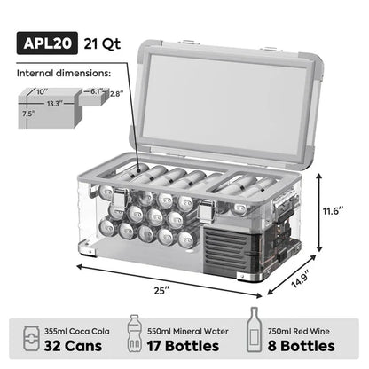 ICECO APL20 Aluminum Single Zone 21QT Portable Cooler Silver