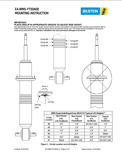 Bilstein 6112 FRONT SUSPENSION KIT | 2021+F150