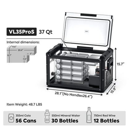 ICECO VL35 Pro Single Zone 37QT Portable Cooler Black