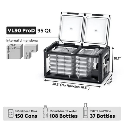 ICECO VL90 Pro Dual Zone 95QT Portable Cooler Black